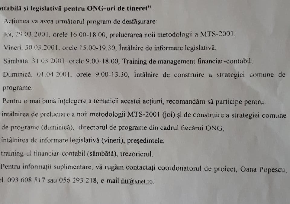 Consultanță financiar-contabilă și legislativă pentru ONG-uri de tineret