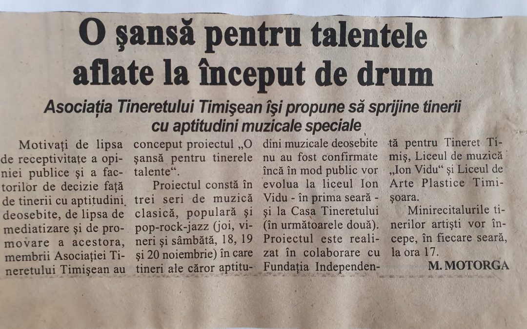 O șansă tinerelor talente