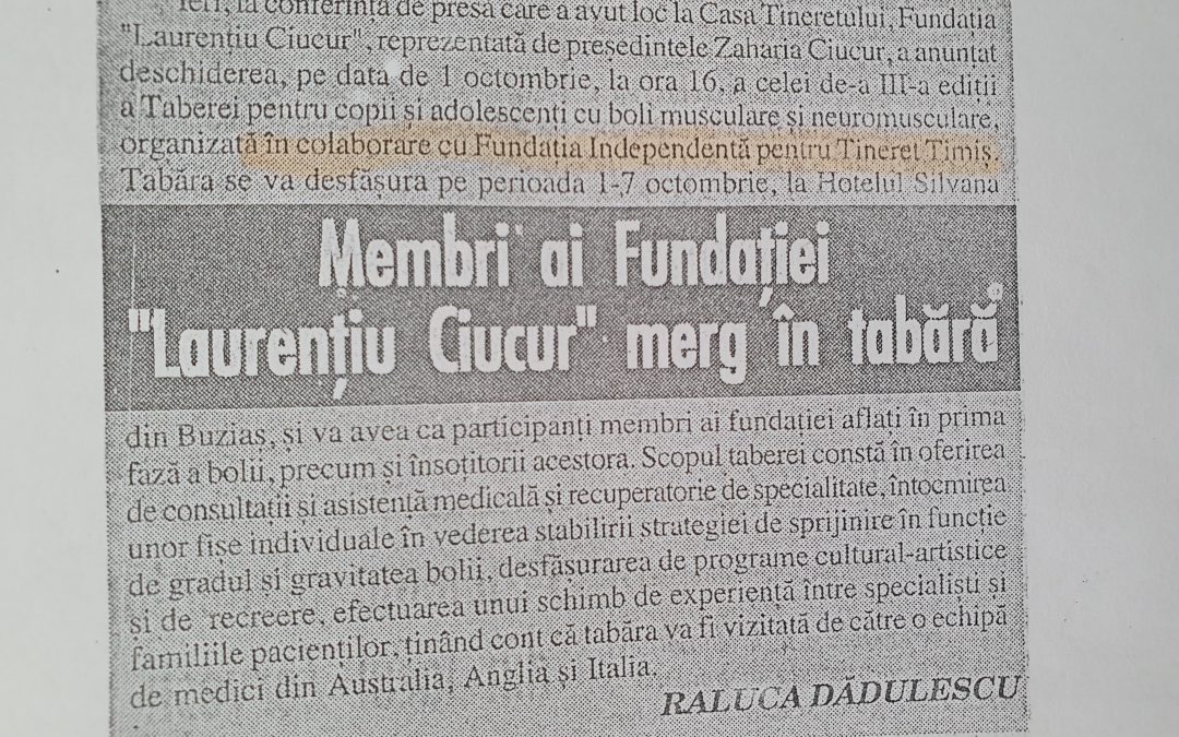 Tabără pentru copii și adolescenți cu boli musculare și neuromusculare ediția a III-a