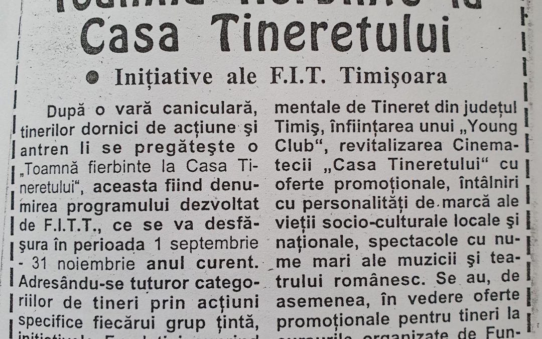 Toamnă fierbinte la Casa Tineretului